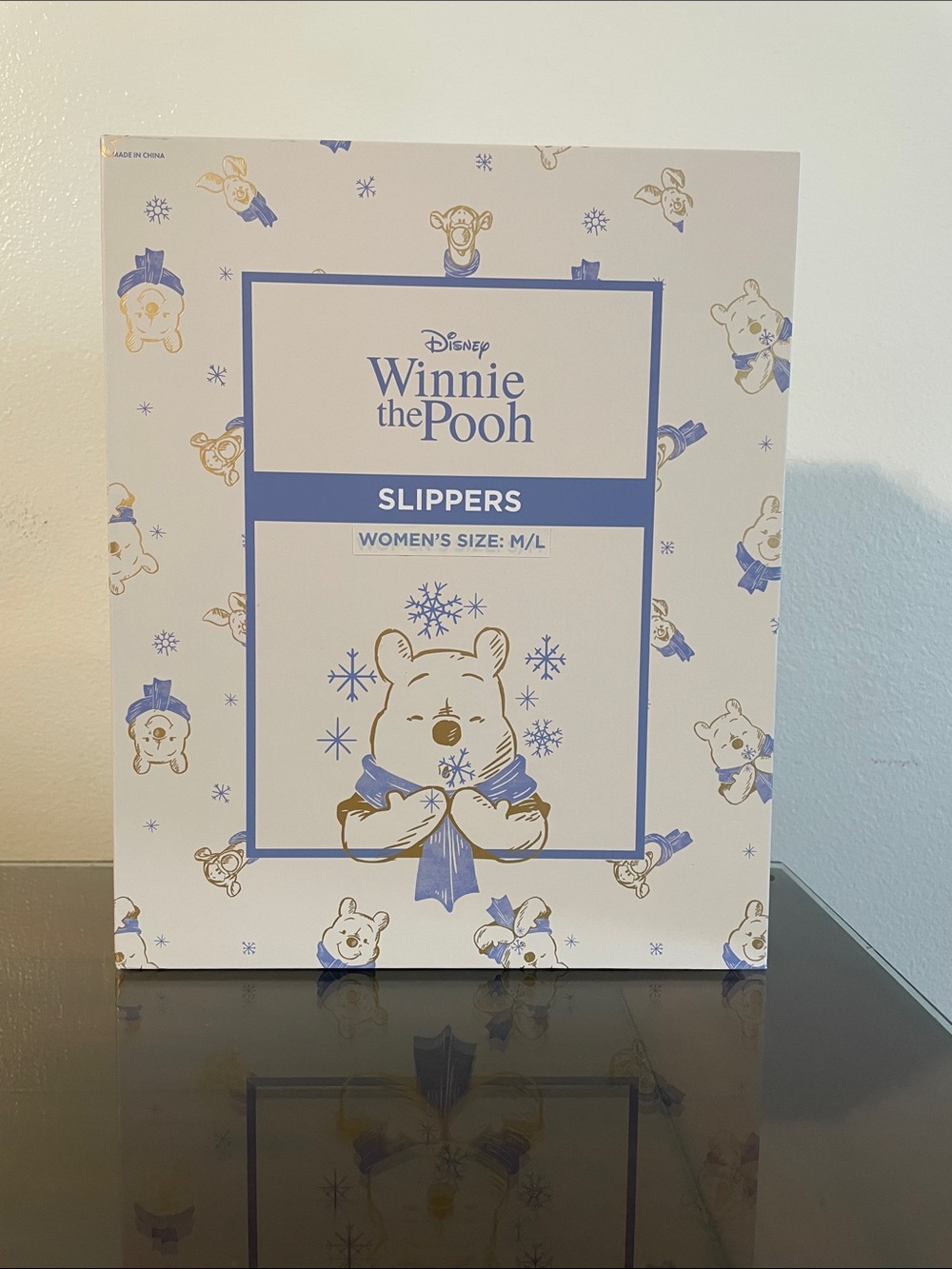 Disney Winnie the Pooh Slipper Gift Box - Blue & Cream
